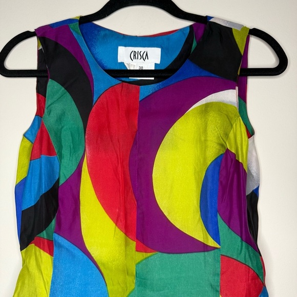 VTG CRISCA Artsy Contemporary Art to Wear Geometric 80s 90s Ruffle Mini Dress - Picture 7 of 10
